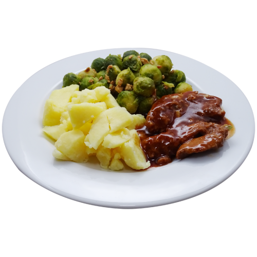 Procureurlap (v) Spruiten met spek Aardappelpuree(natriumarm)